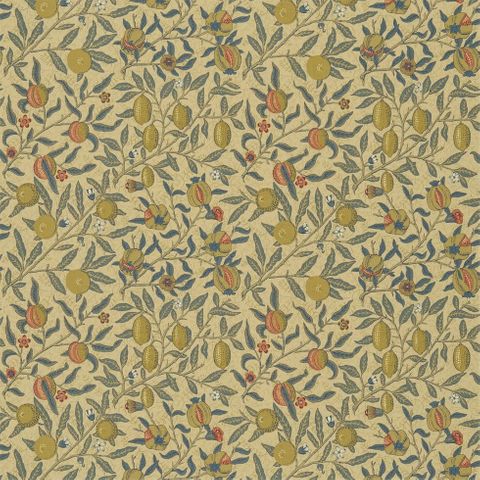 Fruit Mustard/Blue Upholstery Fabric