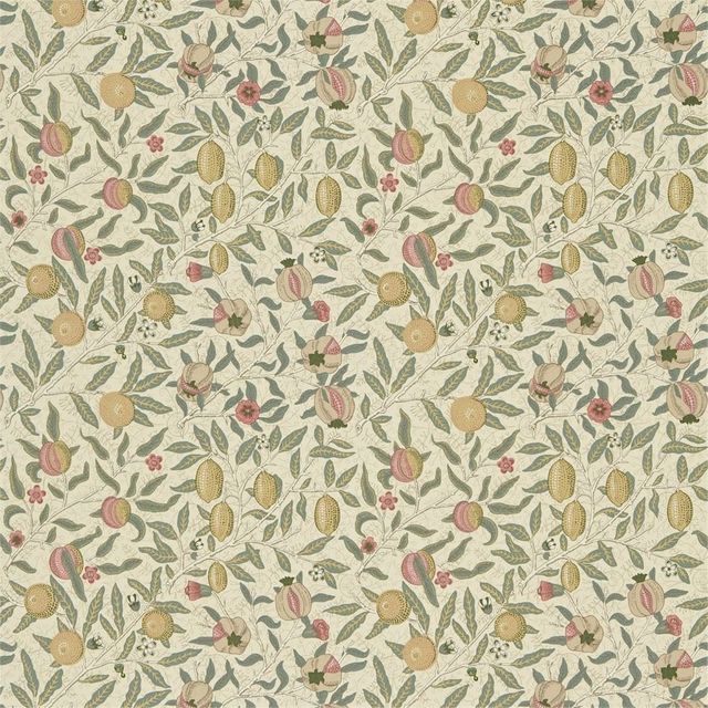 Fruit Ivory/Teal Morris Upholstery Fabric