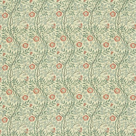 Sweet Briar Green/Coral Morris Upholstery Fabric