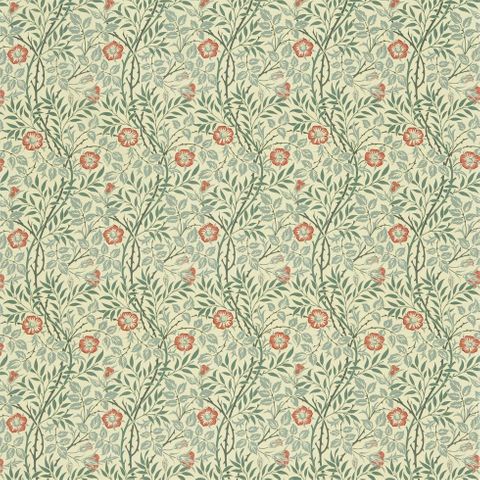 Sweet Briar Green/Coral Morris Upholstery Fabric