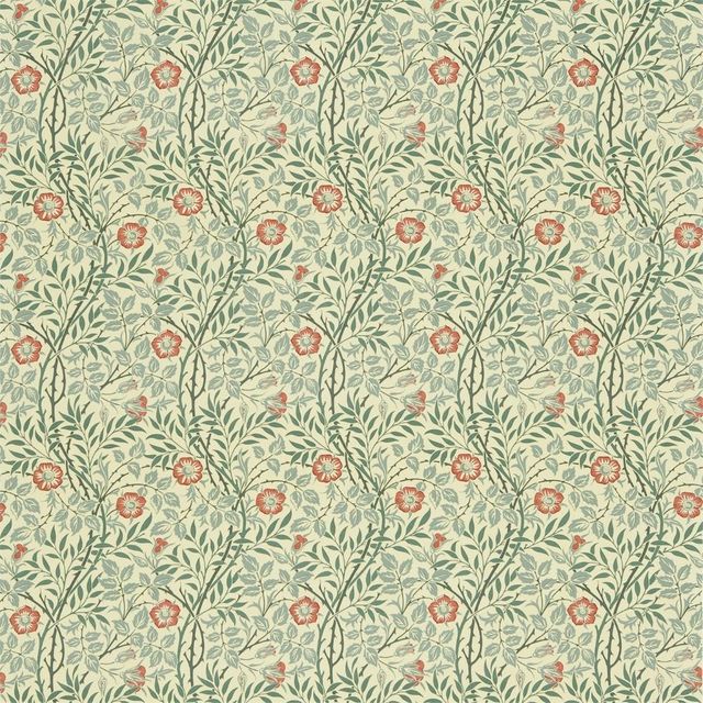 William Morris Morris Fabric Compendium I, II & III Sweet Briar Green/Coral Morris