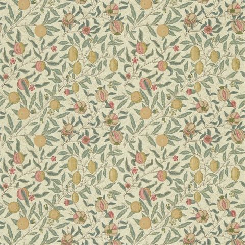 Fruit Cream/Teal Morris Upholstery Fabric