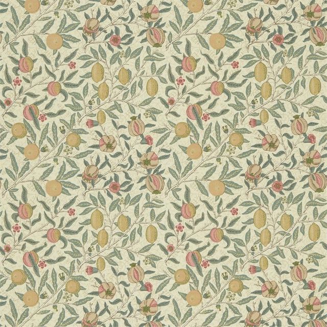 William Morris Morris Fabric Compendium I, II & III Fruit Cream/Teal Morris