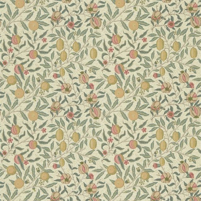 William Morris Morris Fabric Compendium I, II & III Fruit Cream/Teal Morris