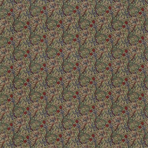 Golden Lily Minor Biscuit/Indigo/Red Morris Upholstery Fabric