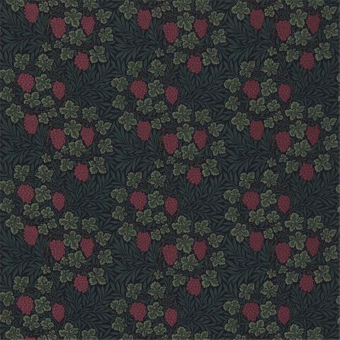 Vine Dark Green/Red Upholstery Fabric