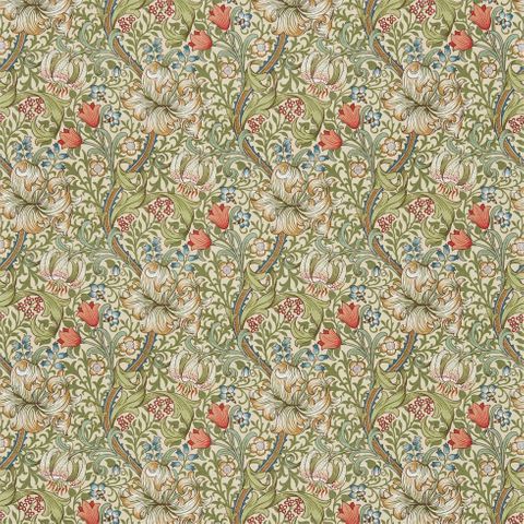 Golden Lily Green/Gold Upholstery Fabric