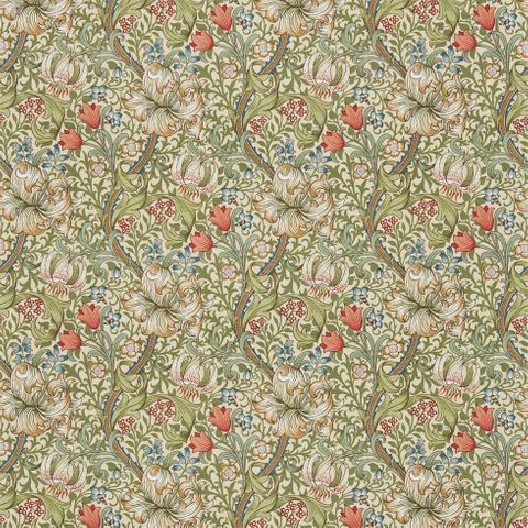 Golden Lily Green/Gold Upholstery Fabric