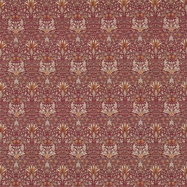 William Morris Morris The Craftsman Bestsellers Fabrics Snakeshead Claret/Gold