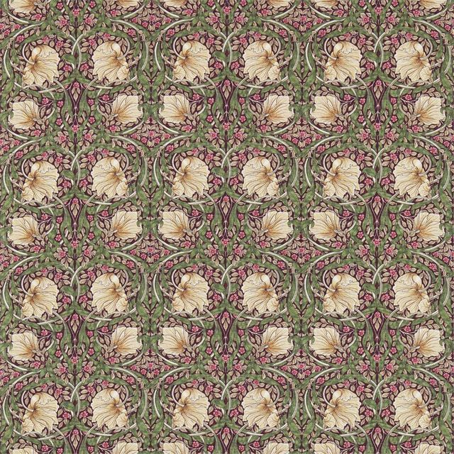 William Morris Morris The Craftsman Bestsellers Fabrics Pimpernel Aubergine/Olive
