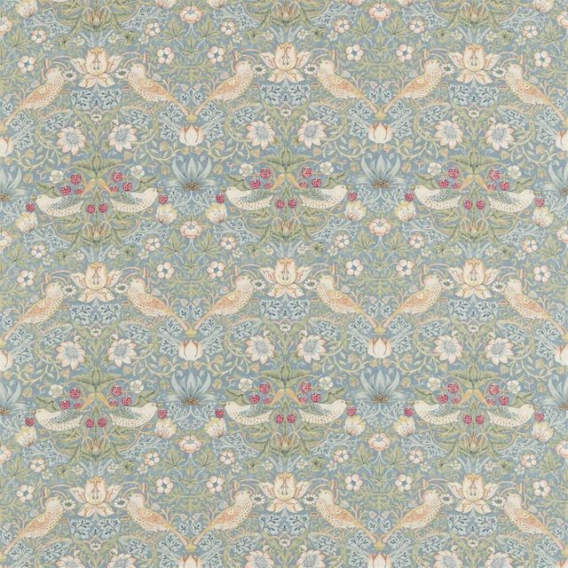 William Morris Morris The Craftsman Bestsellers Fabrics Strawberry Thief Slate/Vellum Upholstery Fabric