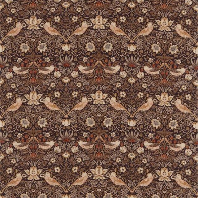 William Morris Morris The Craftsman Bestsellers Fabrics Strawberry Thief Grape/Gold Upholstery Fabric