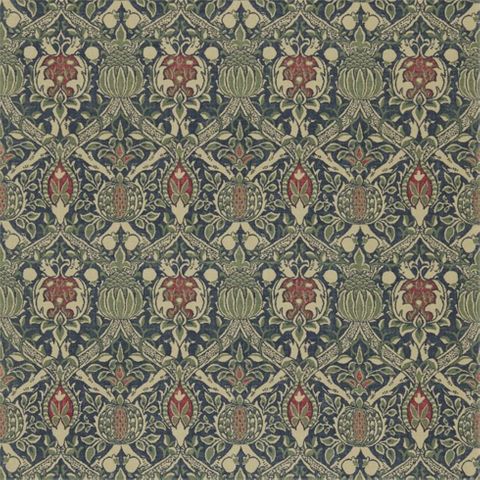 Granada Indigo/Red Upholstery Fabric