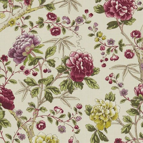 Tangley Wine/Antique Yellow Upholstery Fabric