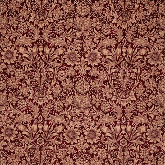 William Morris Rouen Morris Velvets Fabrics Sunflower Velvet Kermes/Birch Upholstery Fabric