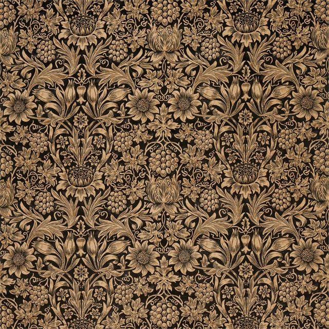 William Morris Rouen Morris Velvets Fabrics Sunflower Velvet Maple/Lichen Upholstery Fabric