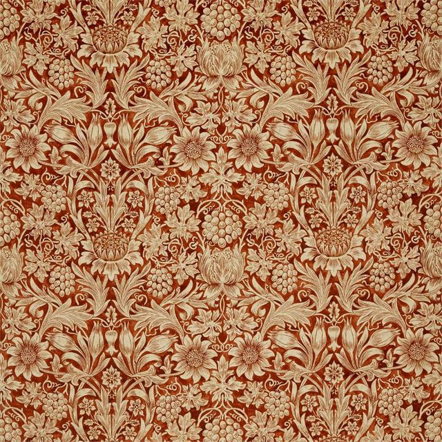William Morris Rouen Morris Velvets Fabrics Sunflower Velvet Sunflower Velvet Saffron/Vellum
