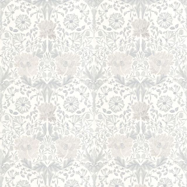 William Morris Pure Morris North Fabrics Pure Honeysuckle & Tulip Embroidery Lightish Grey