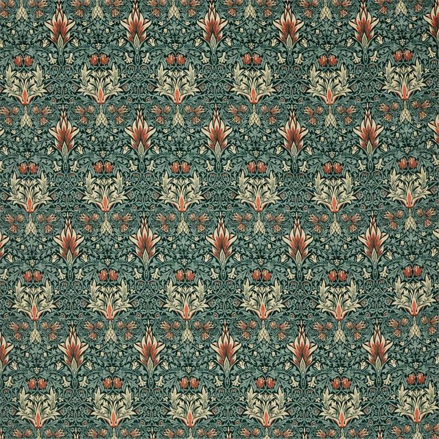 William Morris Rouen Morris Velvets Fabrics Snakeshead Velvet Thistle/Russet