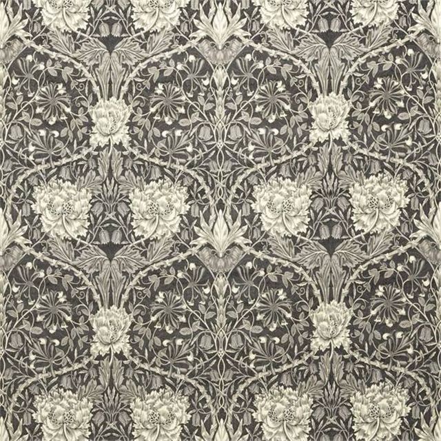 William Morris Rouen Morris Velvets Fabrics Honeysuckle And Tulip Velvet Black Walnut/Stone