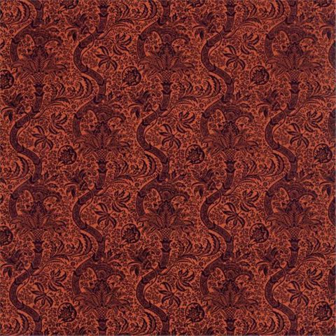 Indian Flock Velvet Russet/Mulberry Upholstery Fabric