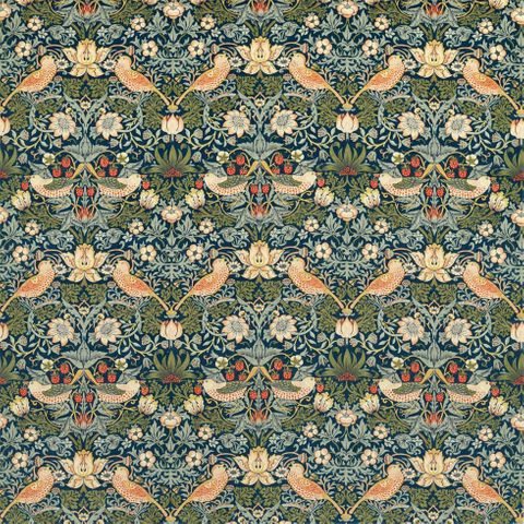 Strawberry Thief Velvet Indigo/Thyme