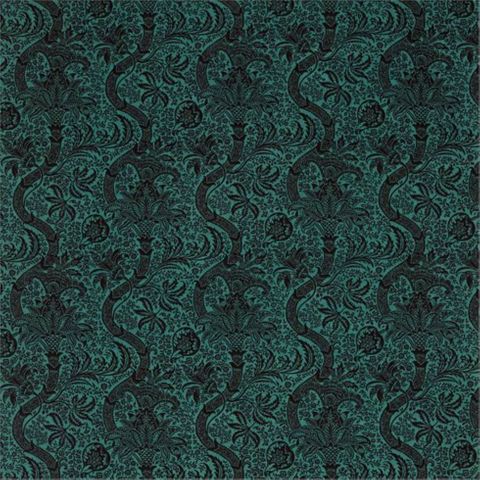 Indian Flock Velvet Cerulean/ Walnut Upholstery Fabric