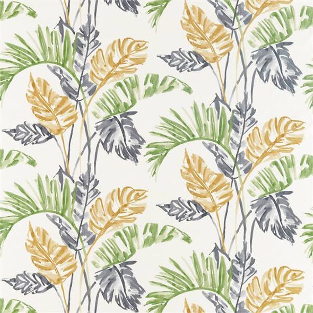 Harlequin Atelier Fabrics Toshiko Saffron / Charcoal / Wasabi