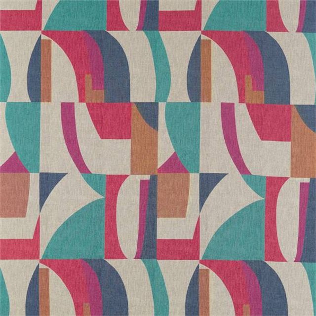 Harlequin Atelier Fabrics Bodega Indigo / Mandarin / Fuchsia