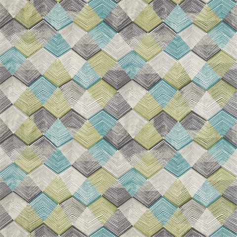 Rhythm Teal / Linden / Charcoal Upholstery Fabric