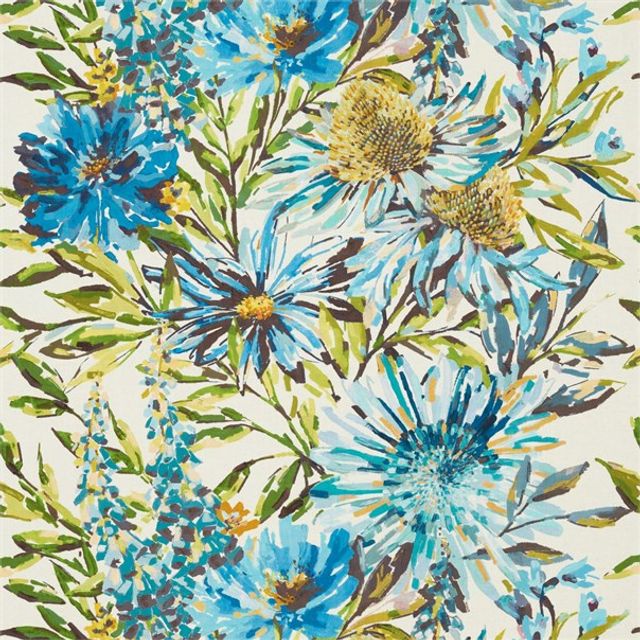 Harlequin Fauvisimo Floreale Turquoise / Ocean / Marine Upholstery Fabric