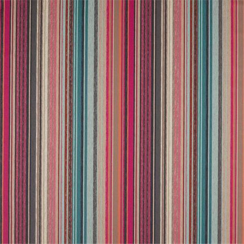 Spectro Stripe Cerise / Marine / Coral Upholstery Fabric
