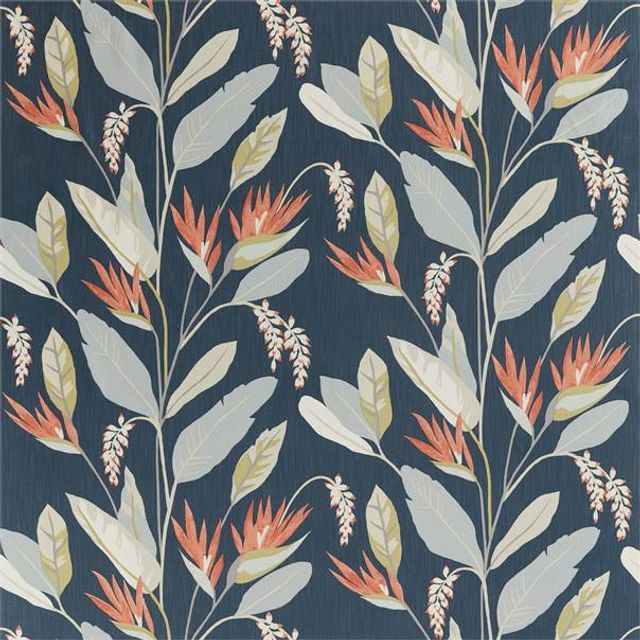 Harlequin Mirador Llenya Ink/Coral/Pebble Upholstery Fabric