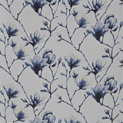 Lotus Indigo/Silver Voile Fabric