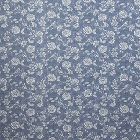 Bird Garden Print Denim Upholstery Fabric