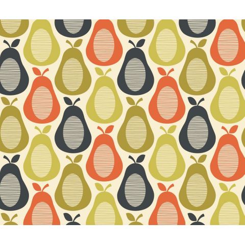 Scribble Pear Multi Voile Fabric