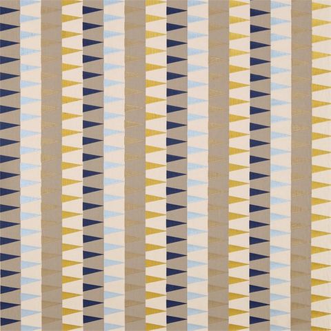 Azul Navy/Sky/Gold Voile Fabric