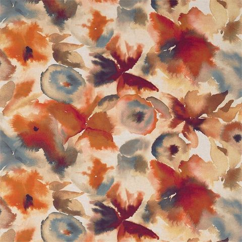 Flores Rust/Ruby/Nordic Blue Upholstery Fabric