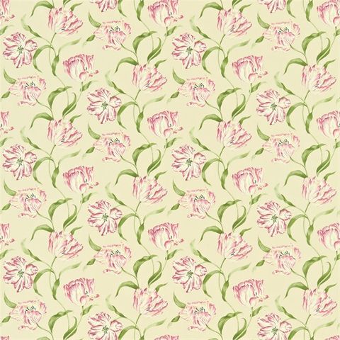 Dancing Tulips Red/Cream Upholstery Fabric