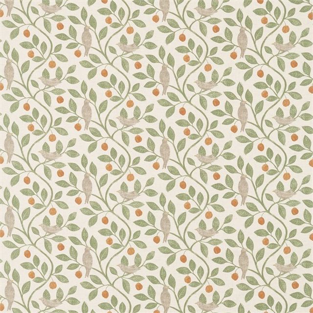 Sanderson Potting Room Prints & Embroideries Damson Tree Brick/Fennel