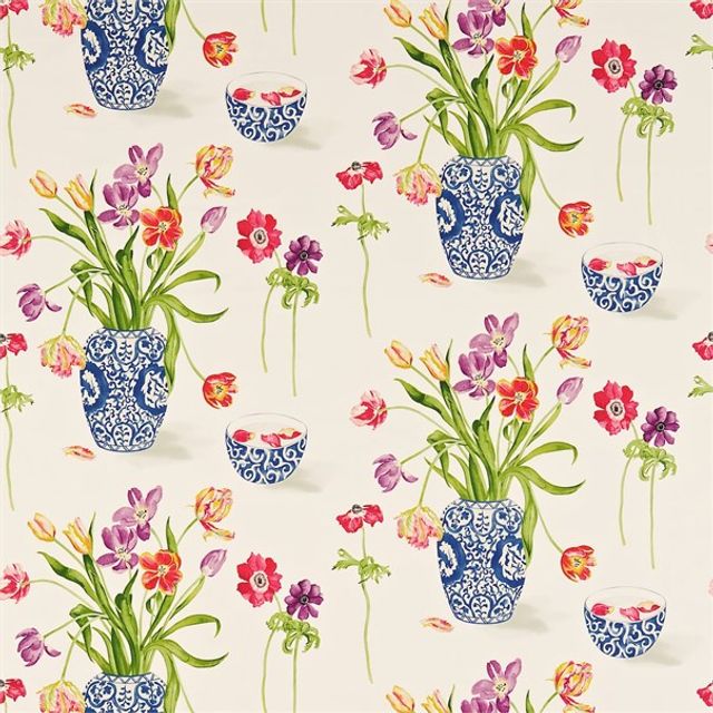 Sanderson A Painters Garden Fabrics Painters Garden Violet/Crimson