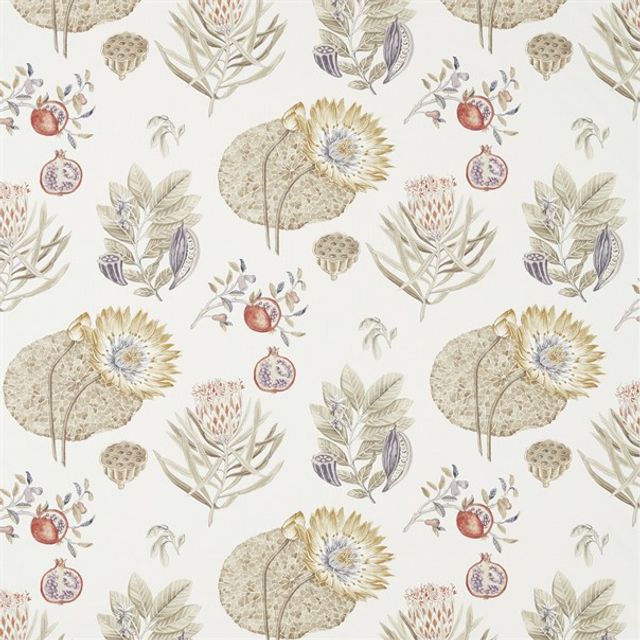 Sanderson Art Of The Garden Fabrics Lily Bank Sepia/Multi