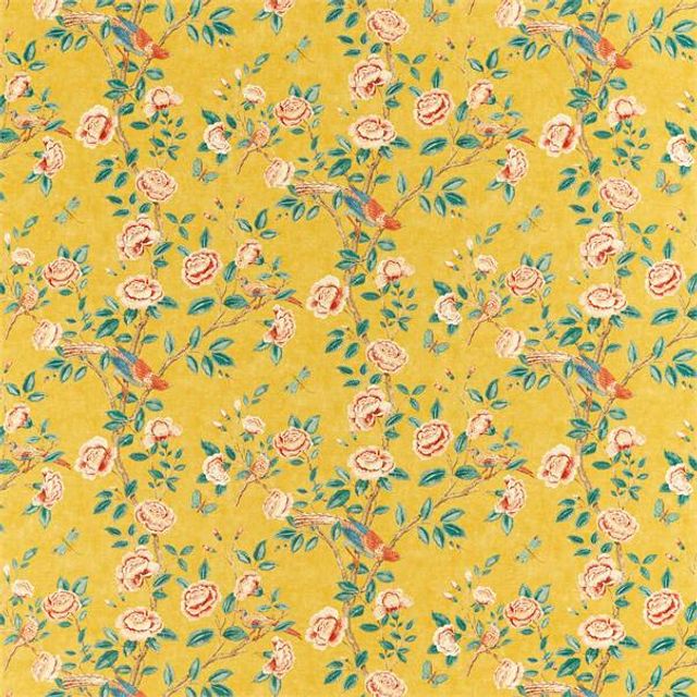 Sanderson Caspian Prints & Embroideries Andhara Saffron/Teal