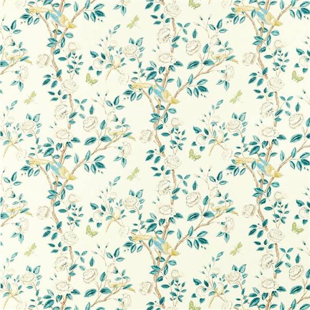 Sanderson Caspian Prints & Embroideries Andhara Teal/Cream