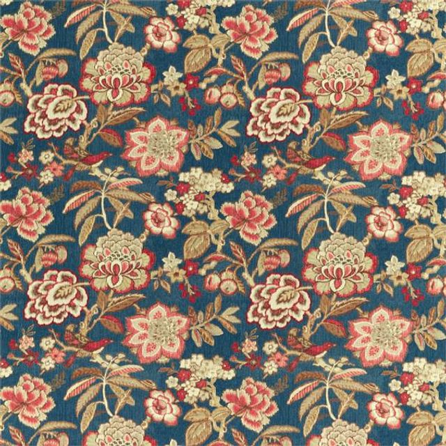 Sanderson Caspian Prints & Embroideries Indra Flower Indigo/Cherry