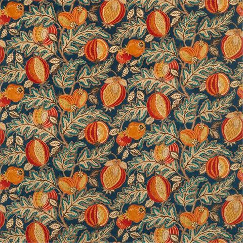 Cantaloupe Tumeric/Indigo Upholstery Fabric