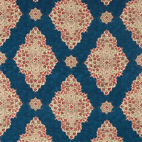 Siam Diamond Cobalt/Flame Upholstery Fabric