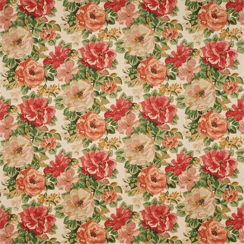 Midsummer Rose Red/Green Upholstery Fabric