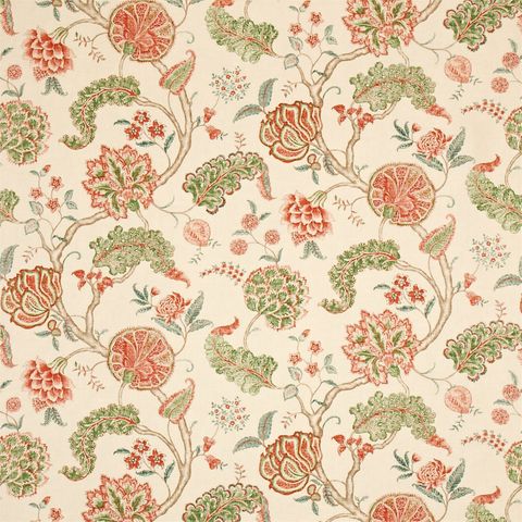 Palampore Green/Red Upholstery Fabric