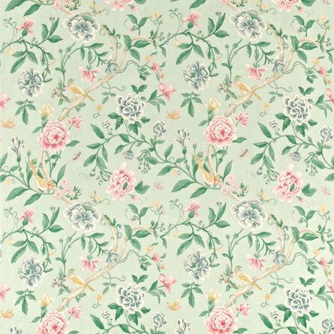 Porcelain Garden Rose/Duck Egg Upholstery Fabric
